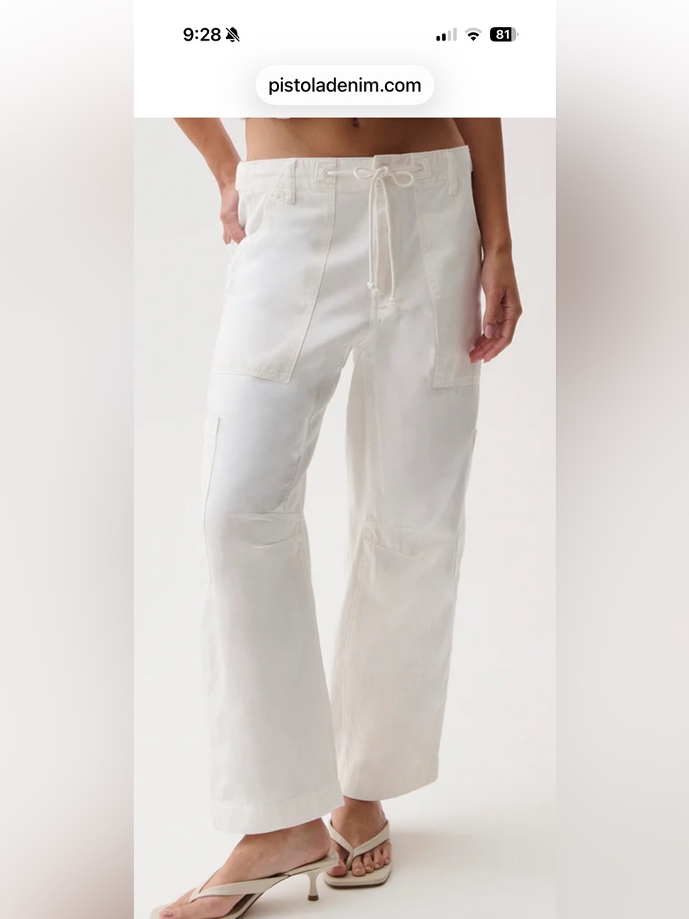 pistola White Cropped Wide-Leg Utility Pants